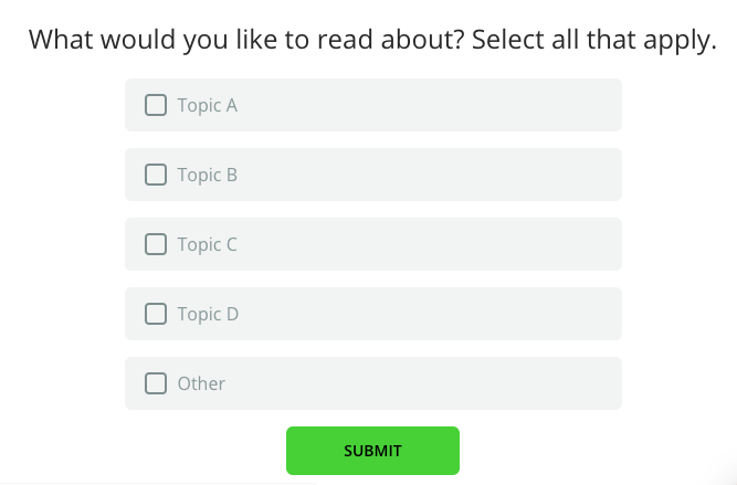 Multiple choice survey question in survicate