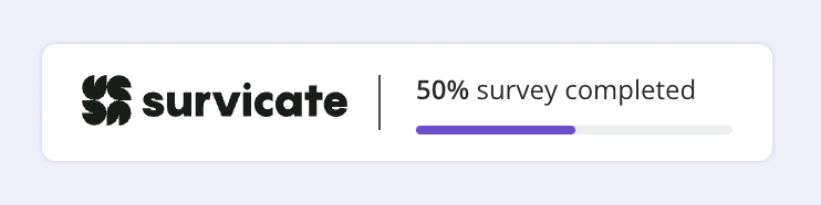 Survicate's survey progress bar showing 50% completion